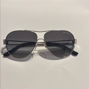 Tory Burch Silver Aviator Sunglasses with Black Accents TY6060